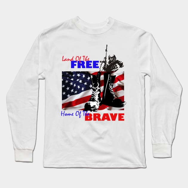 land of the free home of the brave american flag 4th of july Long Sleeve T-Shirt by salah_698